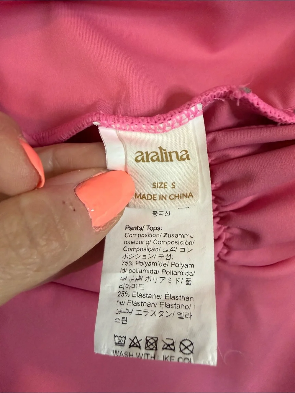 Aralina Pink Ruched Two-Piece Active Set Shorts Sports Bra Size Small